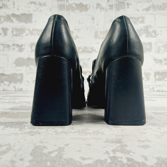 NEW NORDSTROM RACK Oslo Block Heel Pointed Toe Slip On Black Pumps D709 - Picture 6 of 13